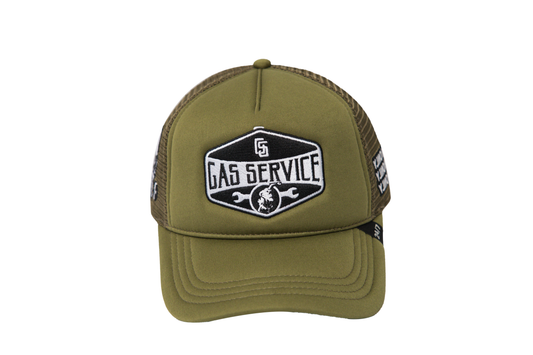 Gas Service Trucker Hat Olive Green