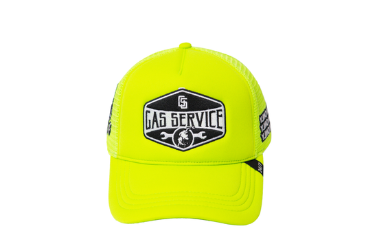 Gas Service Trucker Hat Highlighter Green