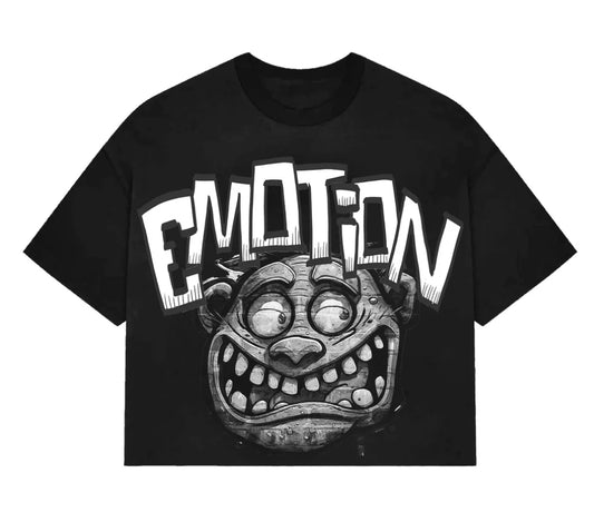 Mixed Emotion Monster Cropped Tee Black