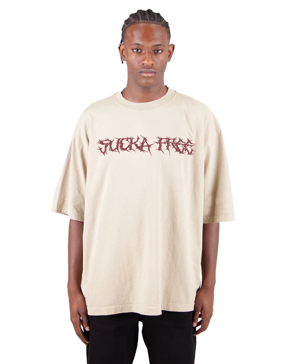 Sucka Free Spade Skull Cropped Tee Cream