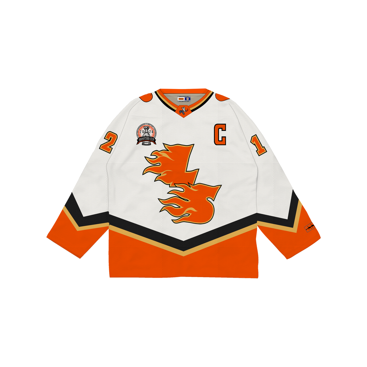 LOVE SUCKS FLAMES HOCKEY JERSEY WHITE