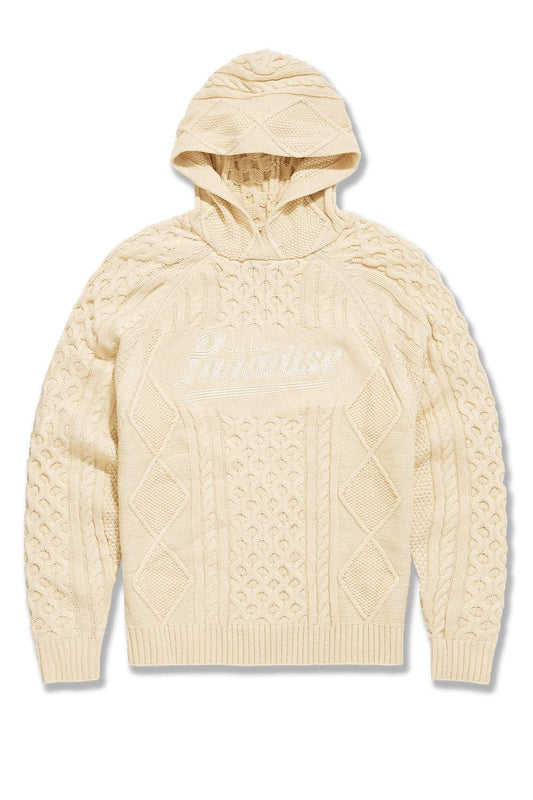 JORDAN CRAIG CABLE KNIT HOODED SWEATER (CREAM)